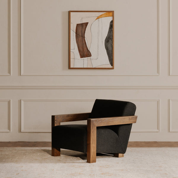 Moe's Home Garnet Lounge Chair - Solid Oak Frame With Soft Wool Blend Upholstery For Timeless Comfort & Style Grey Upholstery, 50% Wool 50% Polyester,Solid Oak Frame Me-1075-07