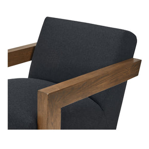 Moe's Home Garnet Lounge Chair - Solid Oak Frame With Soft Wool Blend Upholstery For Timeless Comfort & Style Grey Upholstery, 50% Wool 50% Polyester,Solid Oak Frame Me-1075-07