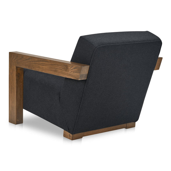 Moe's Home Garnet Lounge Chair - Solid Oak Frame With Soft Wool Blend Upholstery For Timeless Comfort & Style Grey Upholstery, 50% Wool 50% Polyester,Solid Oak Frame Me-1075-07