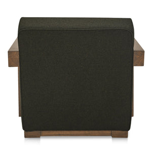 Moe's Home Garnet Lounge Chair - Solid Oak Frame With Soft Wool Blend Upholstery For Timeless Comfort & Style Green Upholstery, 50% Wool 50% Polyester,Solid Oak Frame Me-1075-27