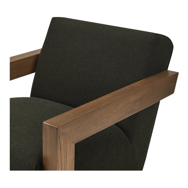 Moe's Home Garnet Lounge Chair - Solid Oak Frame With Soft Wool Blend Upholstery For Timeless Comfort & Style Green Upholstery, 50% Wool 50% Polyester,Solid Oak Frame Me-1075-27