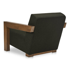 Moe's Home Garnet Lounge Chair - Solid Oak Frame With Soft Wool Blend Upholstery For Timeless Comfort & Style Green Upholstery, 50% Wool 50% Polyester,Solid Oak Frame Me-1075-27