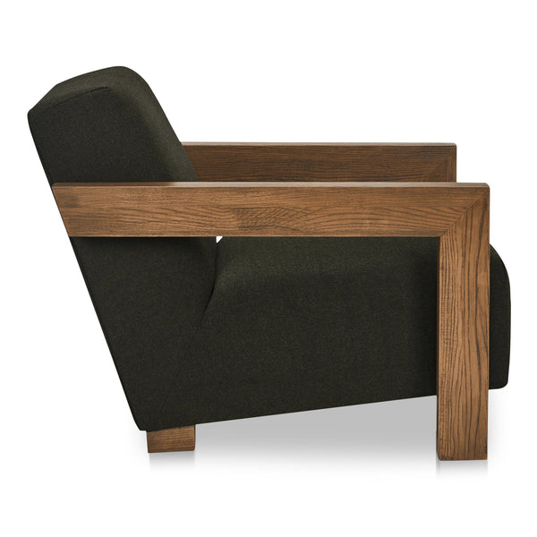 Moe's Home Garnet Lounge Chair - Solid Oak Frame With Soft Wool Blend Upholstery For Timeless Comfort & Style Green Upholstery, 50% Wool 50% Polyester,Solid Oak Frame Me-1075-27