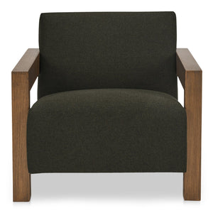 Moe's Home Garnet Lounge Chair - Solid Oak Frame With Soft Wool Blend Upholstery For Timeless Comfort & Style Green Upholstery, 50% Wool 50% Polyester,Solid Oak Frame Me-1075-27