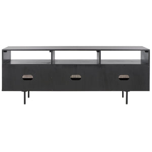 Safavieh Karol Elegant 3-Door Cane Media Stand With Open Shelves & Ventilated Storage For Stylish Living Spaces MED1500A