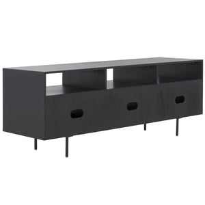 Safavieh Karol Elegant 3-Door Cane Media Stand With Open Shelves & Ventilated Storage For Stylish Living Spaces MED1500A