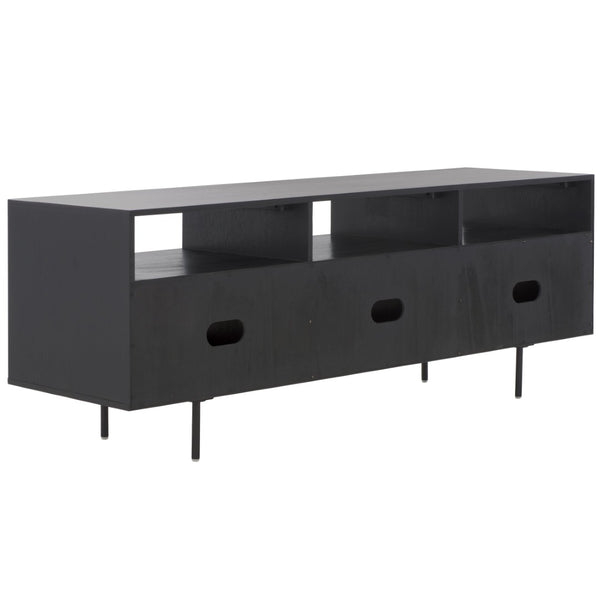 Safavieh Karol Elegant 3-Door Cane Media Stand With Open Shelves & Ventilated Storage For Stylish Living Spaces MED1500A