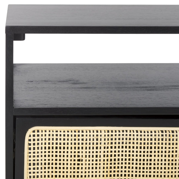 Safavieh Karol Elegant 3-Door Cane Media Stand With Open Shelves & Ventilated Storage For Stylish Living Spaces MED1500A