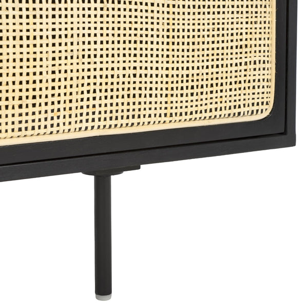 Safavieh Karol Elegant 3-Door Cane Media Stand With Open Shelves & Ventilated Storage For Stylish Living Spaces MED1500A
