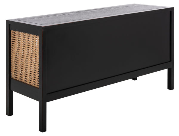 Safavieh Karel Coastal-Inspired 2-Door Media Stand With Cane Panels For Stylish Storage & Modern Decor MED2100A
