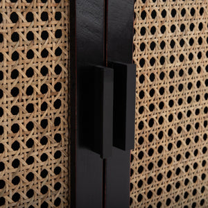 Safavieh Karel Coastal-Inspired 2-Door Media Stand With Cane Panels For Stylish Storage & Modern Decor MED2100A