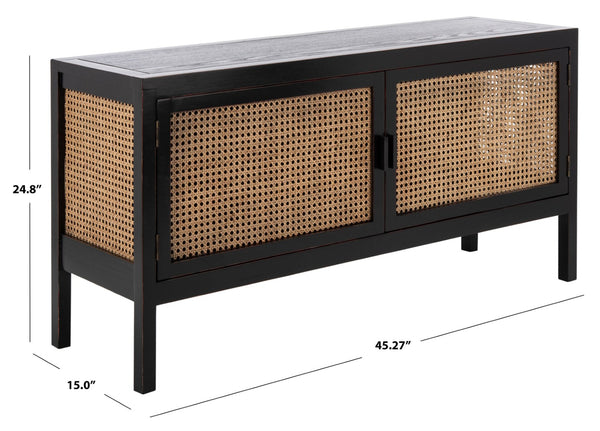 Safavieh Karel Coastal-Inspired 2-Door Media Stand With Cane Panels For Stylish Storage & Modern Decor MED2100A