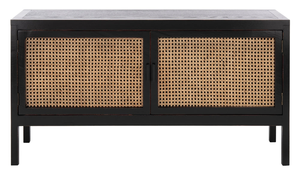 Safavieh Karel Coastal-Inspired 2-Door Media Stand With Cane Panels For Stylish Storage & Modern Decor MED2100A