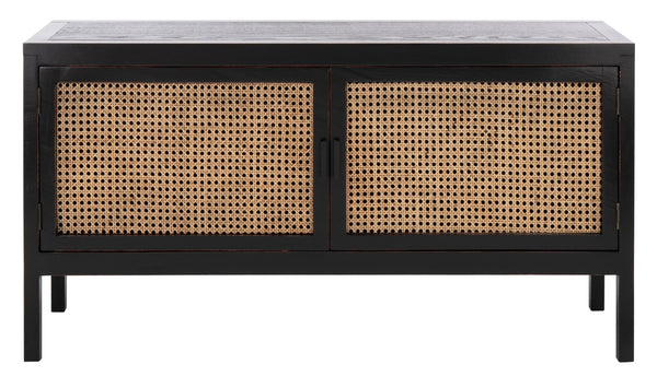 Safavieh Karel Coastal-Inspired 2-Door Media Stand With Cane Panels For Stylish Storage & Modern Decor MED2100A