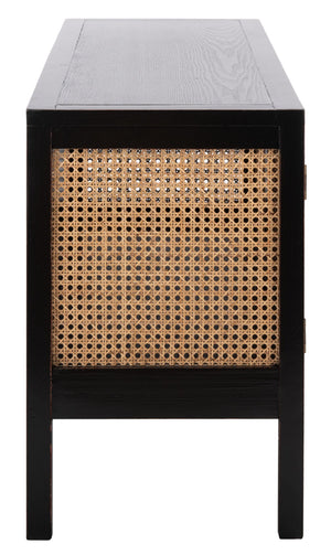 Safavieh Karel Coastal-Inspired 2-Door Media Stand With Cane Panels For Stylish Storage & Modern Decor MED2100A