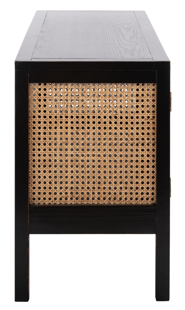 Safavieh Karel Coastal-Inspired 2-Door Media Stand With Cane Panels For Stylish Storage & Modern Decor MED2100A