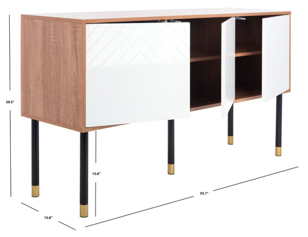 Safavieh Oakley Tv Stand - Retro-Inspired Media Console With Sleek Metal Legs For Stylish Living Room Decor Natural / White MED2201A