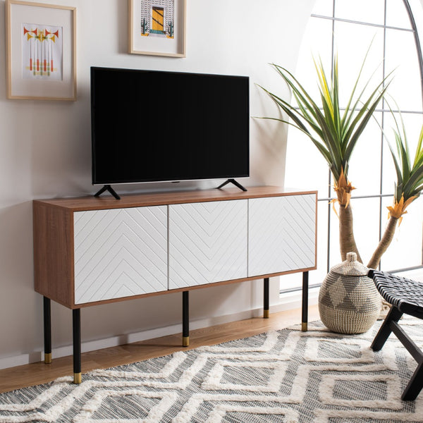 Safavieh Oakley Tv Stand - Retro-Inspired Media Console With Sleek Metal Legs For Stylish Living Room Decor Natural / White MED2201A