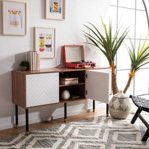 Safavieh Oakley Tv Stand - Retro-Inspired Media Console With Sleek Metal Legs For Stylish Living Room Decor Natural / White MED2201A