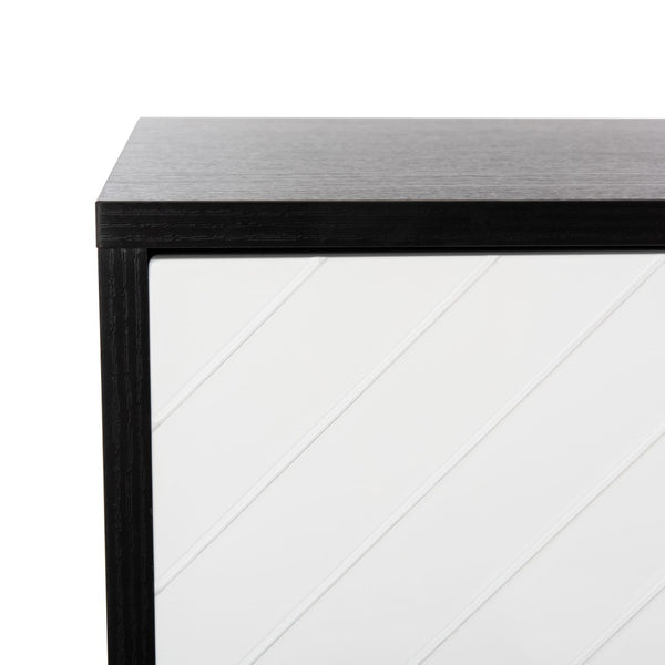 Safavieh Oakley Tv Stand - Retro-Inspired Media Console With Sleek Metal Legs For Stylish Living Room Decor Black / White MED2201B