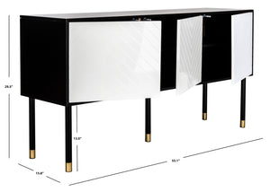 Safavieh Oakley Tv Stand - Retro-Inspired Media Console With Sleek Metal Legs For Stylish Living Room Decor Black / White MED2201B