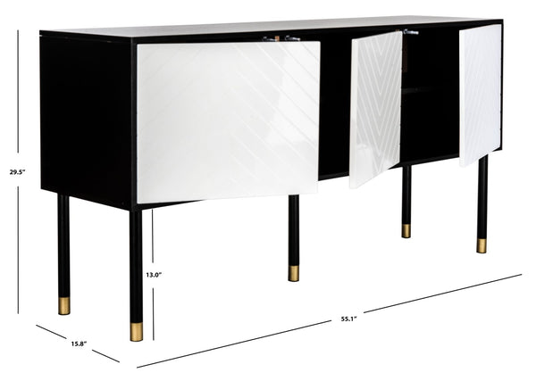 Safavieh Oakley Tv Stand - Retro-Inspired Media Console With Sleek Metal Legs For Stylish Living Room Decor Black / White MED2201B
