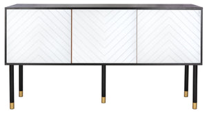 Safavieh Oakley Tv Stand - Retro-Inspired Media Console With Sleek Metal Legs For Stylish Living Room Decor Black / White MED2201B