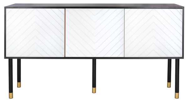 Safavieh Oakley Tv Stand - Retro-Inspired Media Console With Sleek Metal Legs For Stylish Living Room Decor Black / White MED2201B