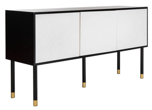 Safavieh Oakley Tv Stand - Retro-Inspired Media Console With Sleek Metal Legs For Stylish Living Room Decor Black / White MED2201B