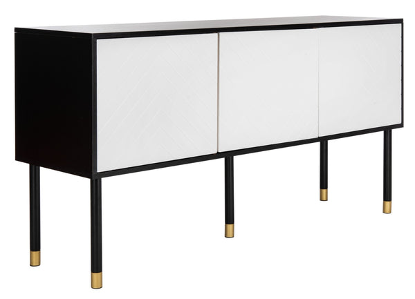 Safavieh Oakley Tv Stand - Retro-Inspired Media Console With Sleek Metal Legs For Stylish Living Room Decor Black / White MED2201B