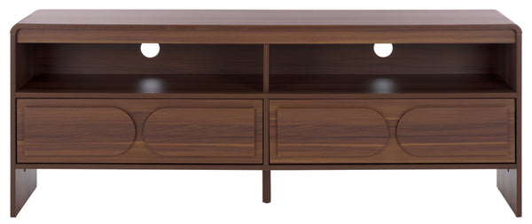 Safavieh Arsenio Stylish 2 Drawer Media Stand With 2 Spacious Shelves For Organized Entertainment Spaces Walnut Pb,Mdf Med3100a