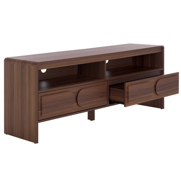 Safavieh Arsenio Stylish 2 Drawer Media Stand With 2 Spacious Shelves For Organized Entertainment Spaces Walnut Pb,Mdf Med3100a