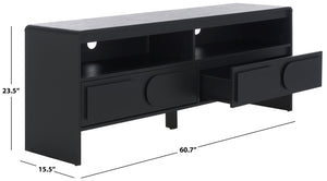 Safavieh Arsenio Stylish 2 Drawer Media Stand With 2 Spacious Shelves For Organized Entertainment Spaces Black Pb,Mdf Med3100b