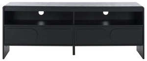 Safavieh Arsenio Stylish 2 Drawer Media Stand With 2 Spacious Shelves For Organized Entertainment Spaces Black Pb,Mdf Med3100b