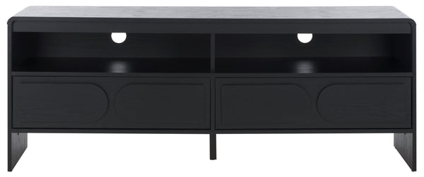 Safavieh Arsenio Stylish 2 Drawer Media Stand With 2 Spacious Shelves For Organized Entertainment Spaces Black Pb,Mdf Med3100b