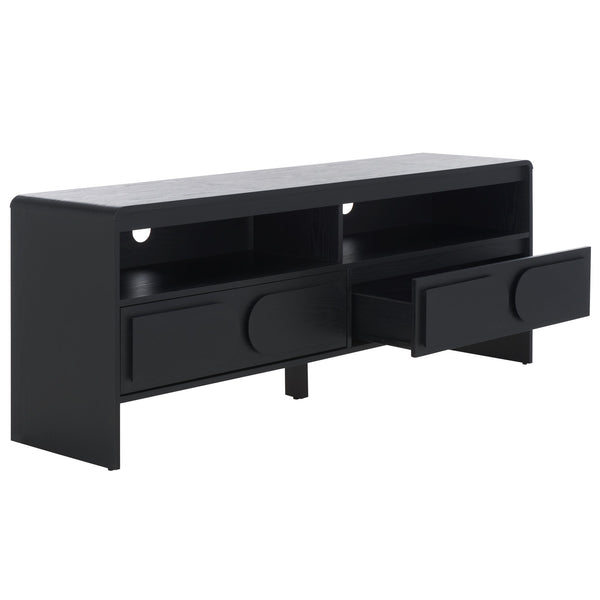 Safavieh Arsenio Stylish 2 Drawer Media Stand With 2 Spacious Shelves For Organized Entertainment Spaces Black Pb,Mdf Med3100b