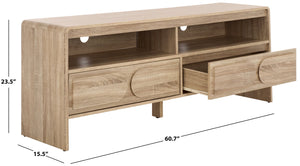 Safavieh Arsenio Stylish 2 Drawer Media Stand With 2 Spacious Shelves For Organized Entertainment Spaces Light Cream Pb,Mdf Med3100c