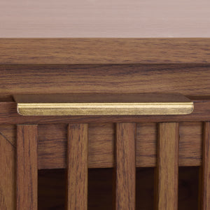 Safavieh Quaid 4 Door Sideboard/Tv Stand - Elegant Walnut Finish For Stylish Storage & Entertainment Solutions Walnut ,Brass Pb ,Mdf Med3103a