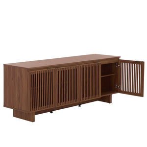 Safavieh Quaid 4 Door Sideboard/Tv Stand - Elegant Walnut Finish For Stylish Storage & Entertainment Solutions Walnut ,Brass Pb ,Mdf Med3103a