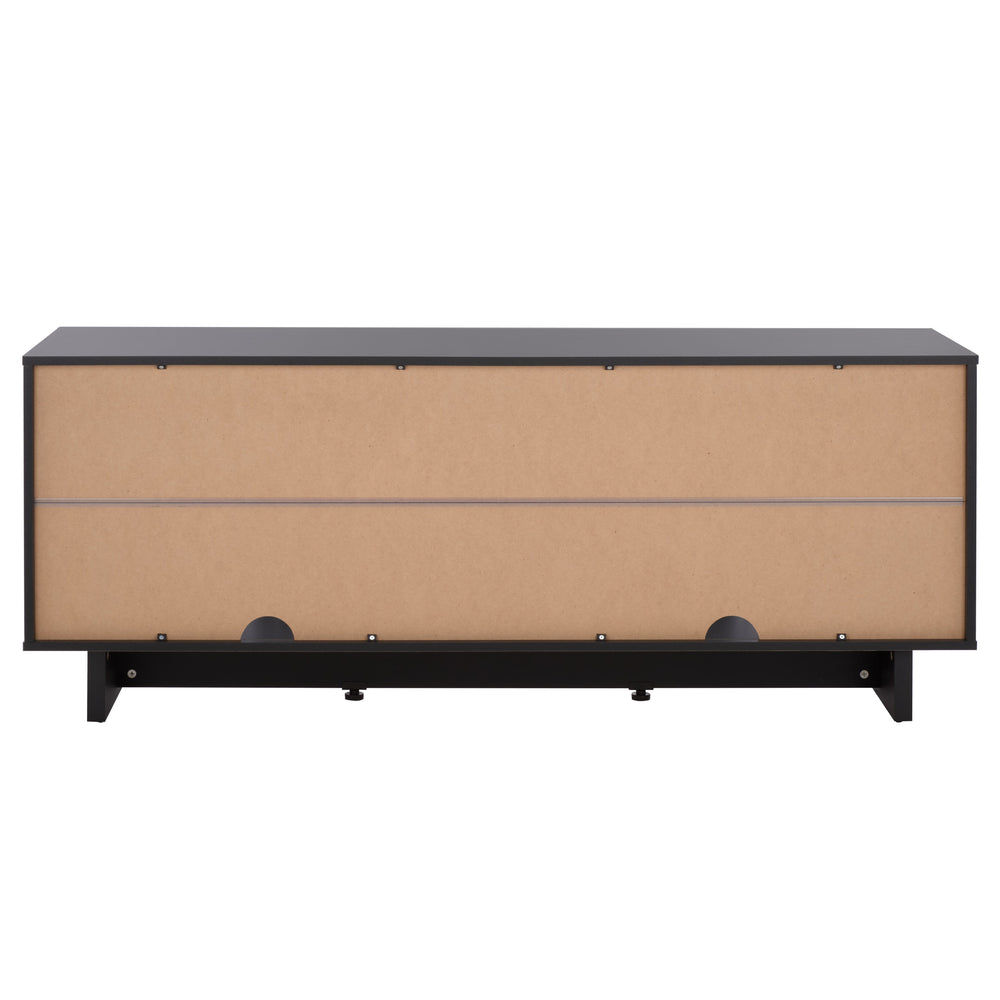 Safavieh Quaid 4 Door Sideboard/Tv Stand - Elegant Walnut Finish For Stylish Storage & Entertainment Solutions Black ,Brass Pb ,Mdf Med3103b