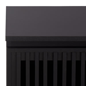 Safavieh Quaid 4 Door Sideboard/Tv Stand - Elegant Walnut Finish For Stylish Storage & Entertainment Solutions Black ,Brass Pb ,Mdf Med3103b