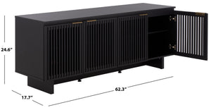 Safavieh Quaid 4 Door Sideboard & Media Stand - Stylish Storage Solution For Living And Dining Spaces Black MED3103B