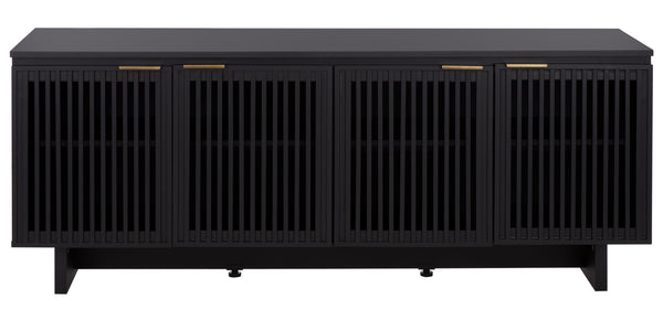 Safavieh Quaid 4 Door Sideboard/Tv Stand - Elegant Walnut Finish For Stylish Storage & Entertainment Solutions Black ,Brass Pb ,Mdf Med3103b