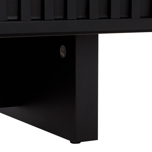 Safavieh Quaid 4 Door Sideboard/Tv Stand - Elegant Walnut Finish For Stylish Storage & Entertainment Solutions Black ,Brass Pb ,Mdf Med3103b