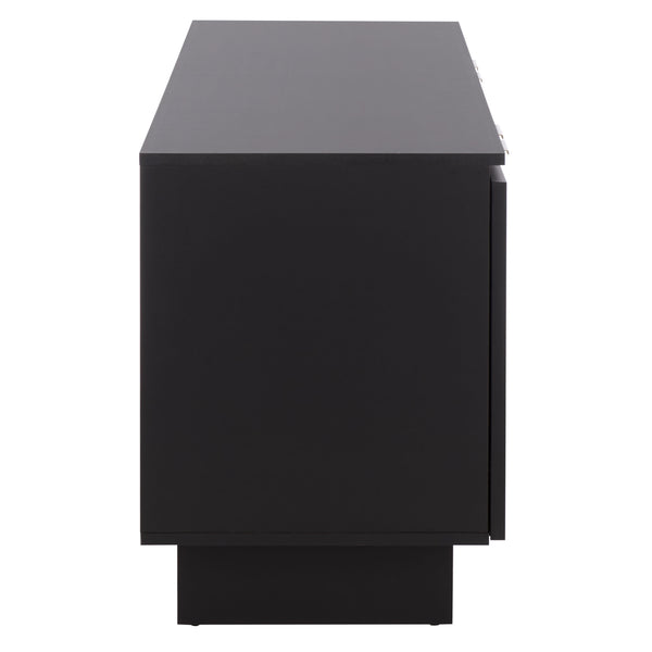 Safavieh Quaid 4 Door Sideboard/Tv Stand - Elegant Walnut Finish For Stylish Storage & Entertainment Solutions Black ,Brass Pb ,Mdf Med3103b