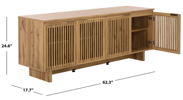 Safavieh Quaid 4 Door Sideboard & Media Stand - Stylish Storage Solution For Living And Dining Spaces Oak MED3103C