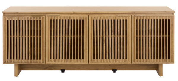 Safavieh Quaid 4 Door Sideboard/Tv Stand - Elegant Walnut Finish For Stylish Storage & Entertainment Solutions Oak ,Brass Pb ,Mdf Med3103c