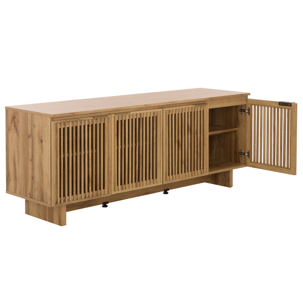 Safavieh Quaid 4 Door Sideboard/Tv Stand - Elegant Walnut Finish For Stylish Storage & Entertainment Solutions Oak ,Brass Pb ,Mdf Med3103c