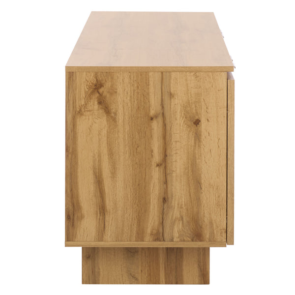 Safavieh Quaid 4 Door Sideboard/Tv Stand - Elegant Walnut Finish For Stylish Storage & Entertainment Solutions Oak ,Brass Pb ,Mdf Med3103c