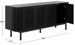 Safavieh Adiel Four Door Media Console Low Profile Sideboard for Living and Dining Rooms Black MED3104B-2BX